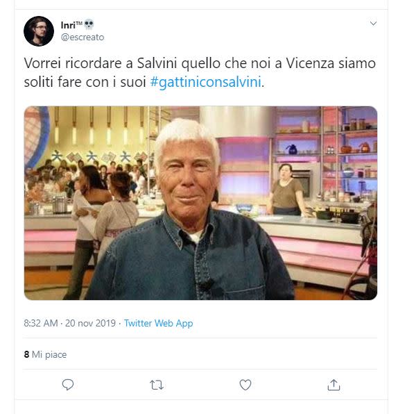 Molti altri hanno sfruttato l'hashtag #gattiniconSalvini per creare dei meme contro il leader leghista