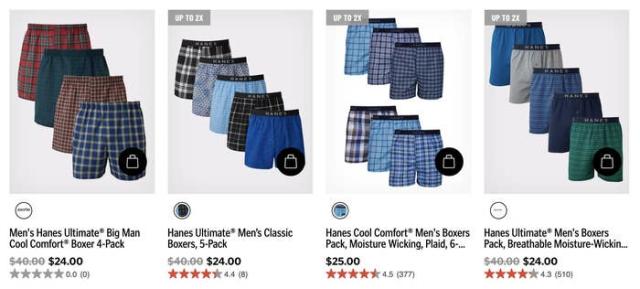 Hanes Ultimate Men's Boxer Underwear, Moisture-Wicking, Tartan Plaids,  5-Pack