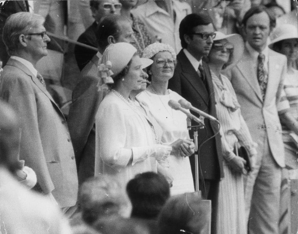 <p>Pictured here, Queen Elizabeth II opened the 1976 Montreal Olympics on July 17. (Photo by Frank Barratt/Keystone/Getty Images)</p> 