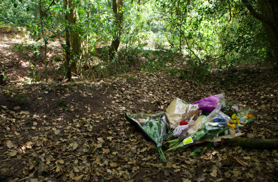 <em>Flowers lay on the ground at the spot where Ms Eastwood’s body was found (SWNS)</em>