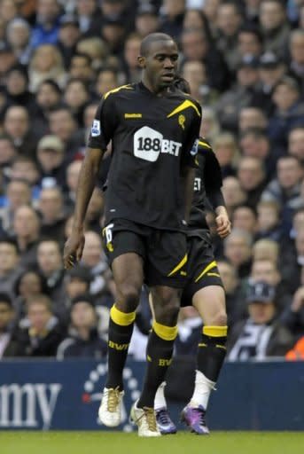 Bolton Wanderers midfielder Fabrice Muamba in action during their English FA Cup quarter-final football match against Tottenham Hotspur at White Hart Lane in north London. Muamba was "critically ill" in hospital on Saturday after collapsing suddenly during his team's abandoned FA Cup quarter-final with Tottenham