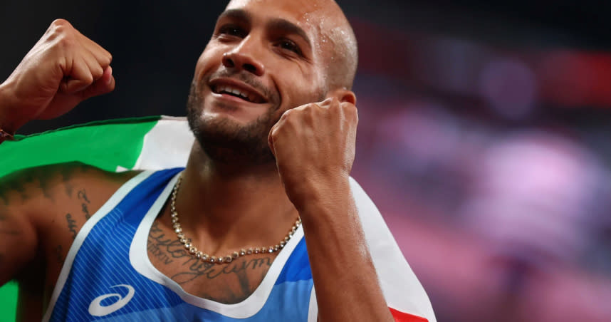 義大利26歲代表選手雅各布斯拿下奧運100公尺金牌，但其實他一開始是跳遠選手。（圖／達志／美聯社）