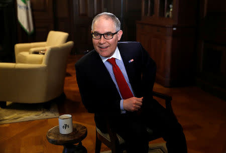 Environmental Protection Agency Administrator Scott Pruitt sits down for an interview with Reuters journalists in Washington, U.S., January 9, 2018. REUTERS/Kevin Lamarque