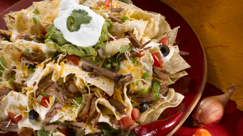 loaded nachos close up