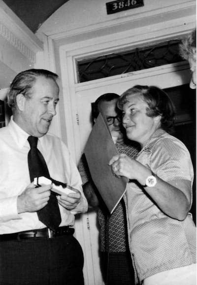 Sen. Henry ‘Scoop’ Jackson, a Democrat from Washington, and Shirley Goldstein, an advocate for Jewish and human rights, speak while working on a federal law aimed at freeing Soviet Jews from oppression. <a href="https://www.unomaha.edu/college-of-arts-and-sciences/goldstein-center-for-human-rights/about-us/goldstein-family.php" rel="nofollow noopener" target="_blank" data-ylk="slk:Goldstein Family Archives in the Criss Library at the University of Nebraska at Omaha;elm:context_link;itc:0;sec:content-canvas" class="link ">Goldstein Family Archives in the Criss Library at the University of Nebraska at Omaha</a>