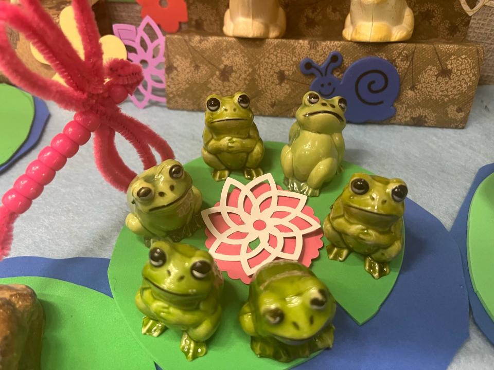 Frog figurines were willed to the Knox County Public Library by former head archivist Doris Martinson, who died in 2021.