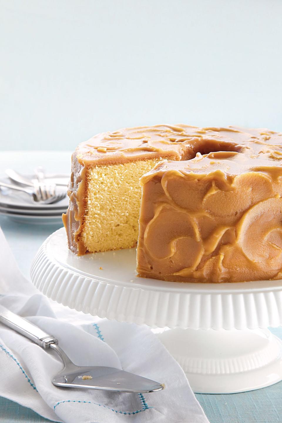 Caramel-Frosted Pound Cake