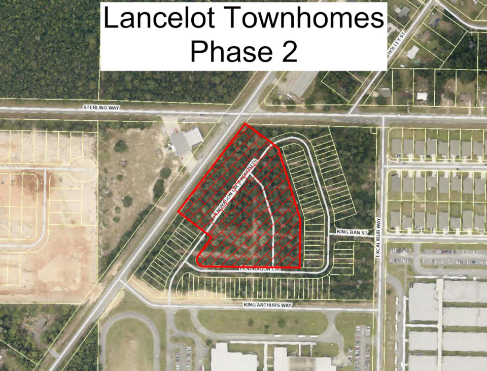 Projection of where phase two of the Lancelot Townhomes subdivision project was approved for development by Santa Rosa County's Board of County Commissioners.