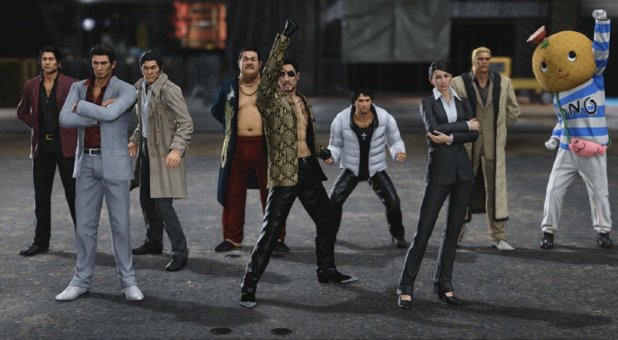  Yakuza characters pose in the street 