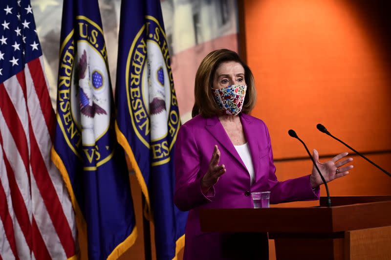 U.S. House Speaker Nancy Pelosi holds news conference at U.S. Capitol a day after violent protests in Washington