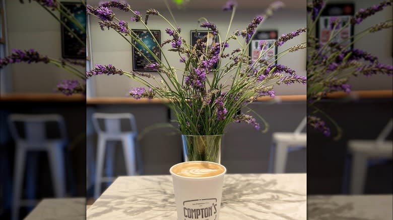 coffee with lavendar bouquet