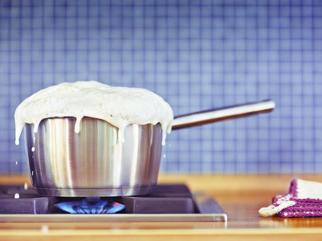 <p>If you burn milk while heating it on the stove, add a pinch of salt to temper the scorched smell and taste.</p>