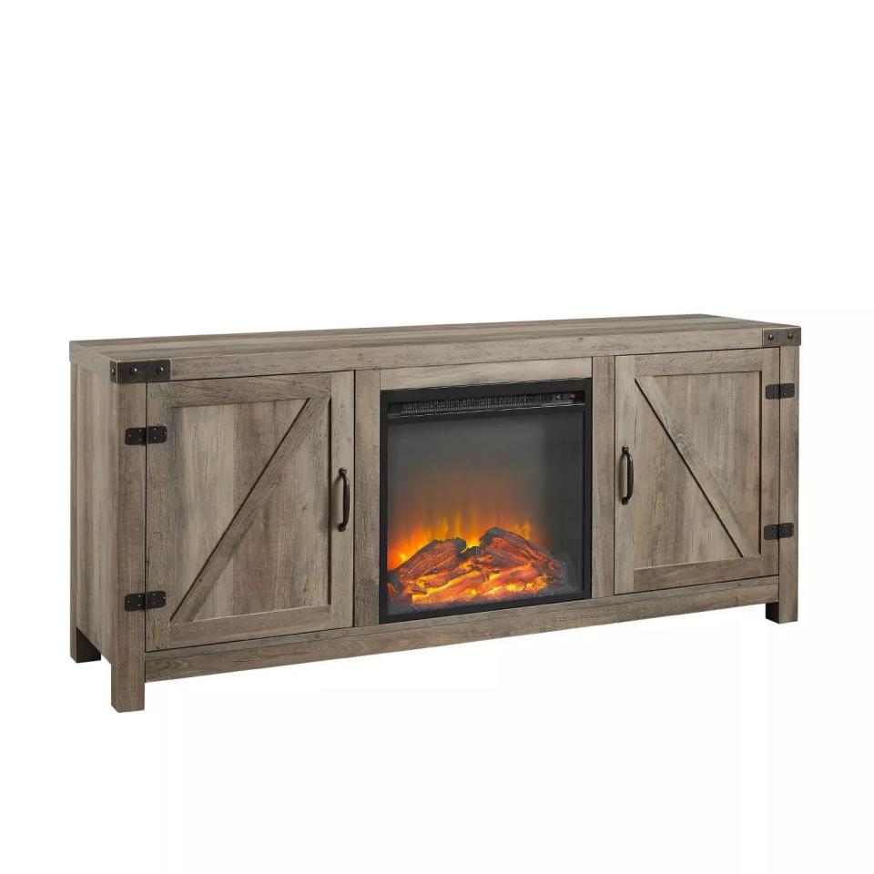 Clarabelle Double Door Rustic Electric Fireplace