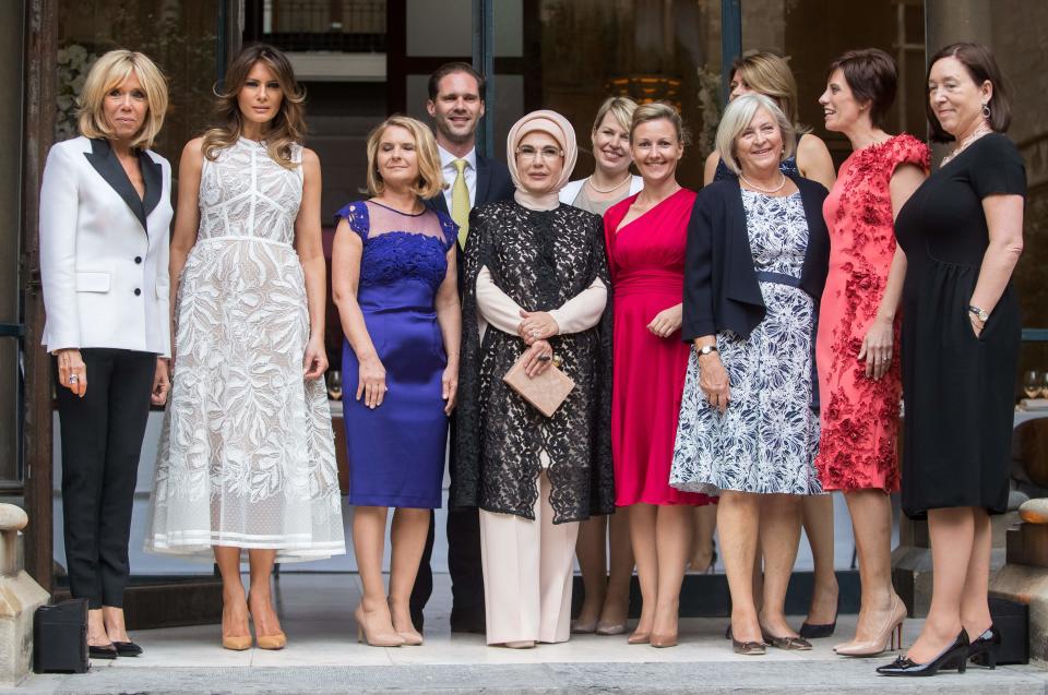 Un primer caballero entre primeras damas (STEPHANIE LECOCQ/AFP via Getty Images)