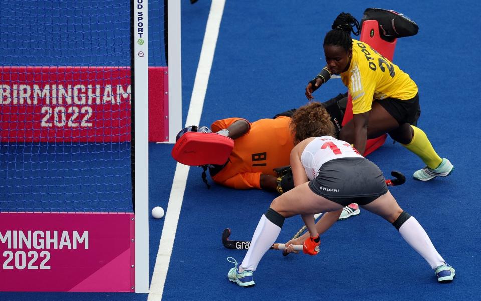 Holly Hunt of Team England scores their sides fifth goal  - GETTY IMAGES