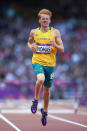 Tristan Thomas of Australia competes in the Men's 400m Hurdles Semi Final on Day 8 of the London 2012 Olympic Games at Olympic Stadium on August 4, 2012 in London, England. (Getty Images)