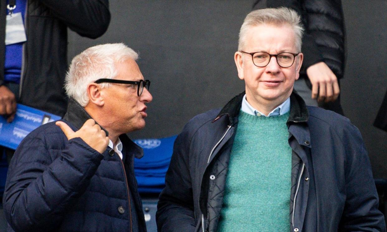 <span>Michael Gove and David Meller at a Queens Park Rangers match in January 2022.</span><span>Photograph: Ian Tuttle/Rex/Shutterstock</span>