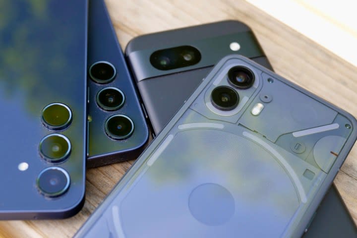 The Google Pixel 8a, Nothing Phone 2, Samsung Galaxy A35, and the Samsung Galaxy A55's camera.