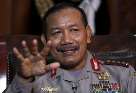 Indonesia's national police chief Badrodin Haiti speaks with Reuters during an interview at police headquarters in Jakarta January 18, 2016. REUTERS/Darren Whiteside