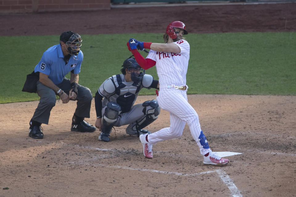 Are Bryce Harper and the Phillies any good? Can't say for sure yet. (Photo by Mitchell Leff/Getty Images)