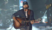 In this video image provided by CMT, Riley Green performs "If It Wasn’t For Trucks" during the Country Music Television awards airing on Wednesday, Oct. 21, 2020. (CMT via AP)