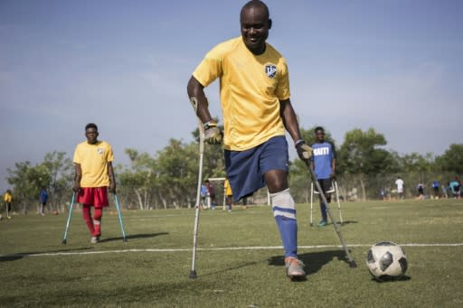 Haiti's amputee football team trains in Croix-des-Bouquets on September 14, 2018