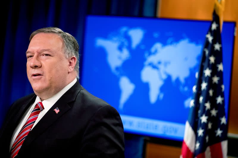 U.S. Secretary of State Mike Pompeo holds a news briefing