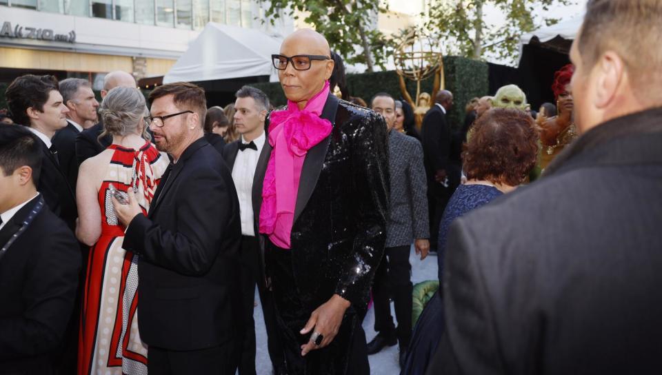 RuPaul arrives at the Emmy Awards.