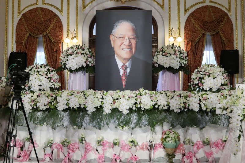 A picture of Taiwan's late former president Lee Teng-hui is seen at the Taipei Guest House, which is serving as a memorial venue for Lee, in Taipei