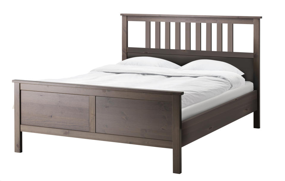 In this publicity product photo provided by Ikea (www.ikea.com), a gray-brown bed frame with subtle hues evokes the dusk and dawn of Scandinavian days. (AP Photo/Ikea, Johan Rydén)