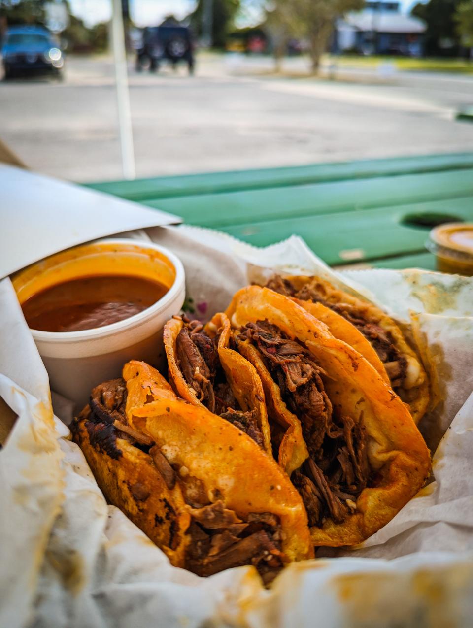 Birria tacos at Tacos Mexicanos in East Hill Pensacola.