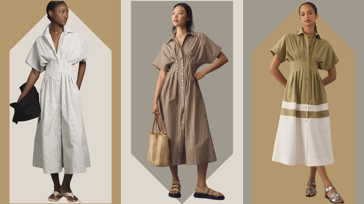 anthropologie dresses, I predict Anthropologie's The Tobie Button-Front Pleated Shirt Dress by Exquise will be this summer's sell-out dress — here's why (photos via Anthropologie).