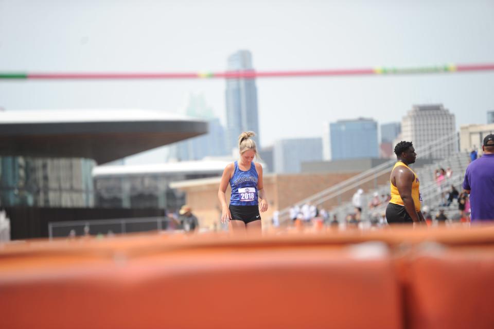 Stamford's Tylee Jo Bevel prepares to jump in the high jump at the state track and field meet in Austin.