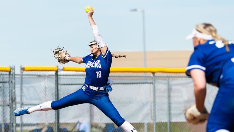 Bingham’s Brecka Larson, shown here in a game earlier this season, pitched Bingham to a win over Copper Hills on Tuesday.