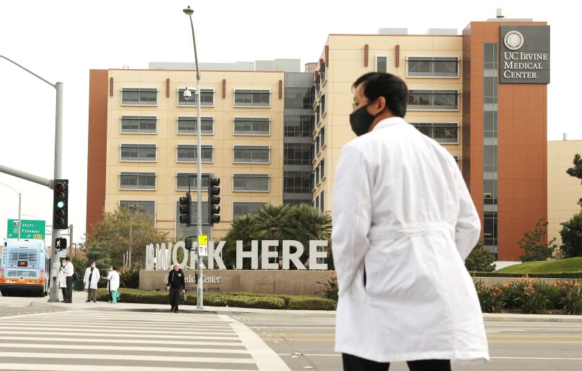 IRVINE-CA-DECEMBER 11, 2020: UC Irvine Medical Center is photographed on Friday, December 11, 2020. (Christina House / Los Angeles Times)