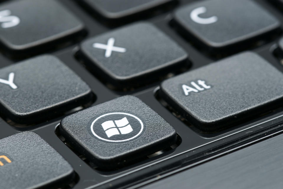 "Celje, Slovenia - October 4, 2012: Windows logo on laptop keyboard button. Windows is a best known product of Microsoft Corporation. Operating systems Windows is installed on 90Aaa of all personal computers in the world"