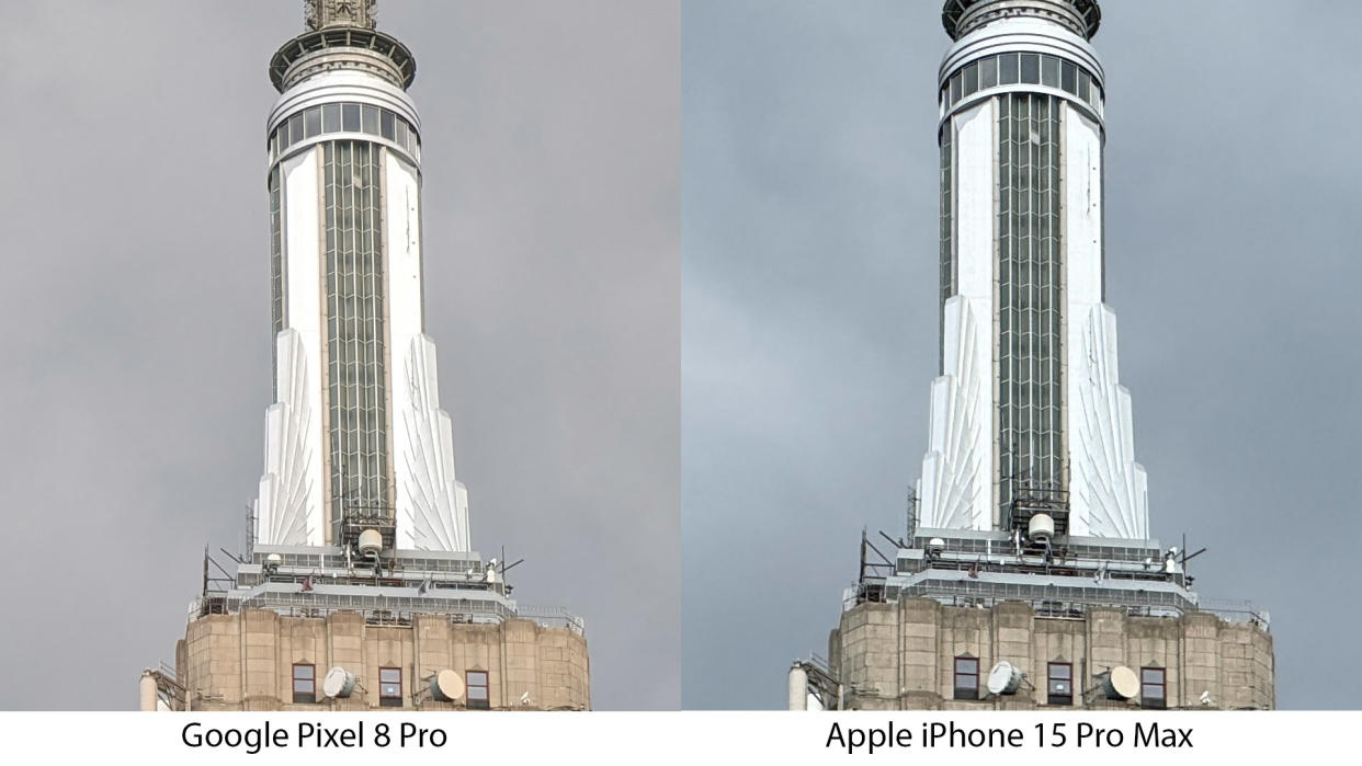  Pixel 8 Pro vs iPhone 15 Pro Max 5x zoom test - cropped images. 