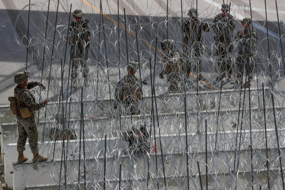 U.S. troops deployed along the U.S.-Mexico border