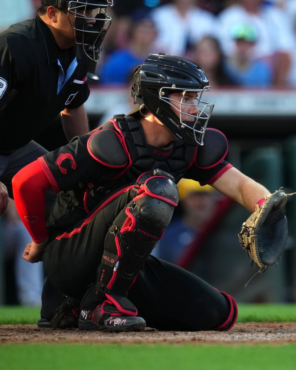 Cincinnati Reds catcher Tyler Stephenson has seen his production dip this season, and he's working on big adjustments to get his rhythm back.