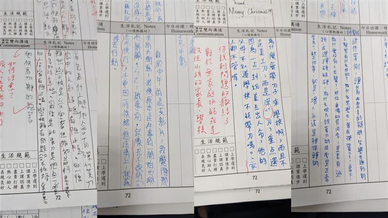 學生寫下對割頸案的心得。（圖／翻攝自林老師阿不就好棒棒臉書）