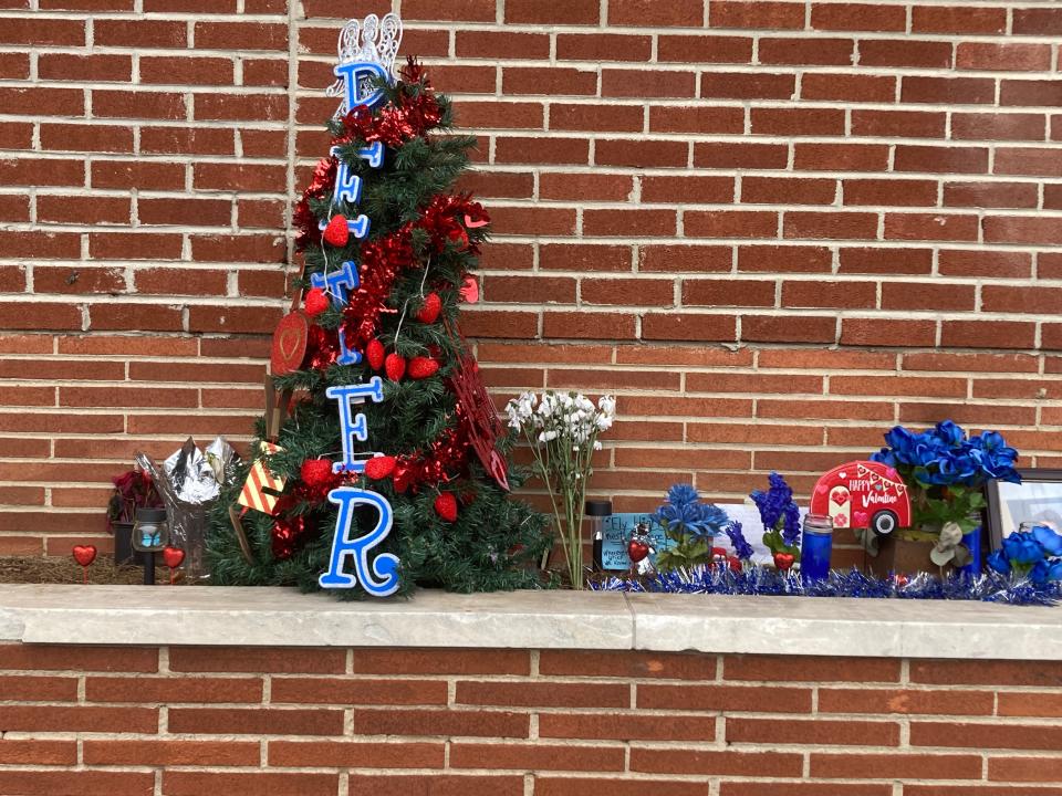 The new memorial for 14-year-old Peter Romano as seen on Jan. 6, 2024, a week after Bensalem police allege someone used a baseball bat to destroy it. Peter was killed in a triple shooting at the Bensalem shopping center on Oct. 31, 2023.