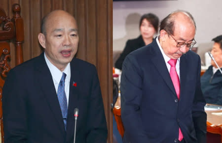 當韓國瑜(左)霸氣展現立法院長威嚴時，立院作威作福慣了的柯建銘(右)也沒辦法。（合成圖／示意圖／姚志平、鄧博仁攝）