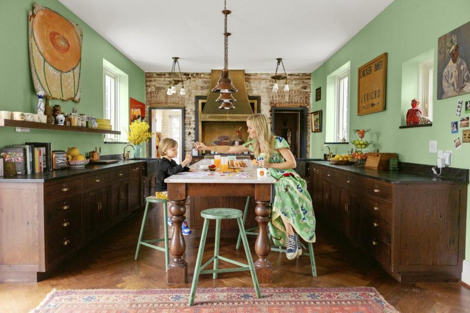 home of jen auerbach kitchen with green walls