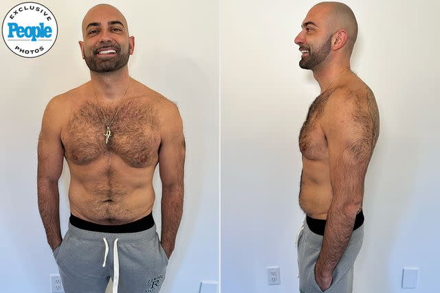 <p>Courtesy John Fuda</p> John Fuda showing off his 50-lb. weight loss