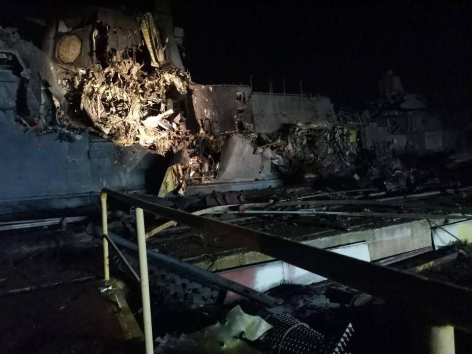Reported footage of the damaged Russian missile carrier Askold, published on Nov. 6, 2023. (Office of Strategic Communications/Facebook)