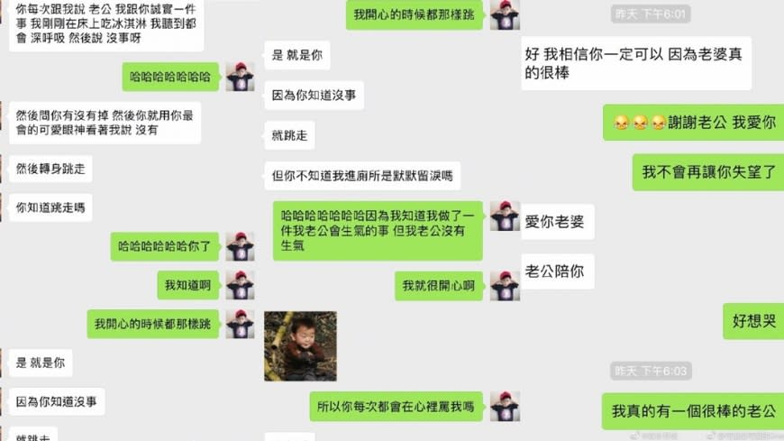 羅志祥與周揚青交往期間的私密對話流出，兩人不僅互稱「老公、老婆」，還講明彼此的關係有如夫妻一般。(圖／翻攝自微博)