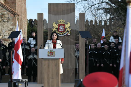 Georgia's newly elected President Salome Zurabishvili speaks during inauguration ceremony in Telavi, Georgia, December 16, 2018. REUTERS/Irakli Gedenidze/Pool