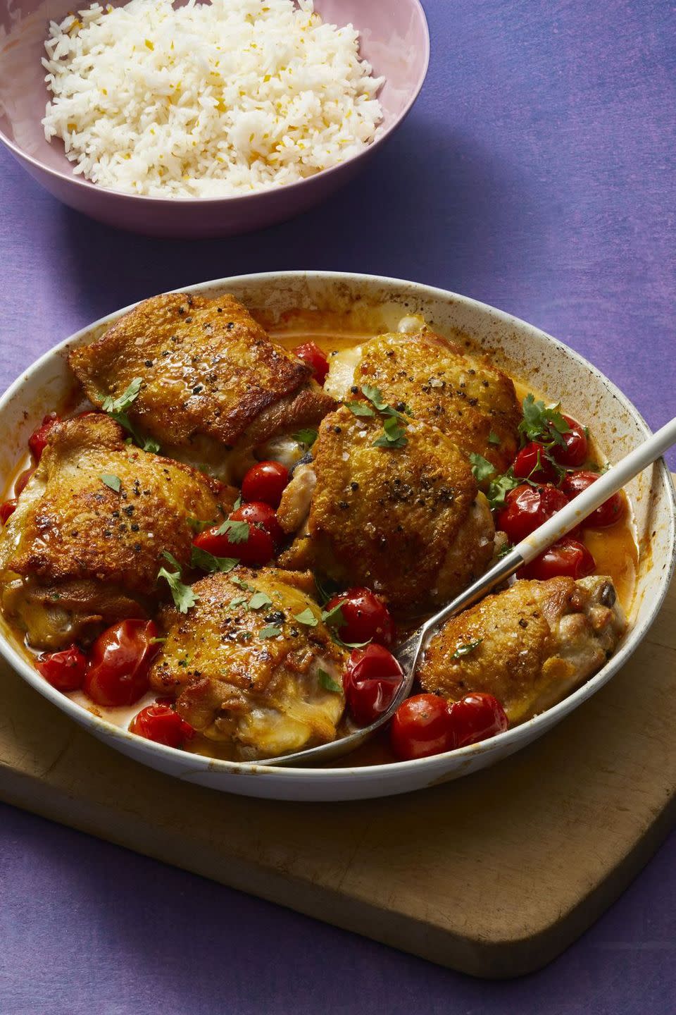 Orange-Garlic Chicken with Burst Tomatoes