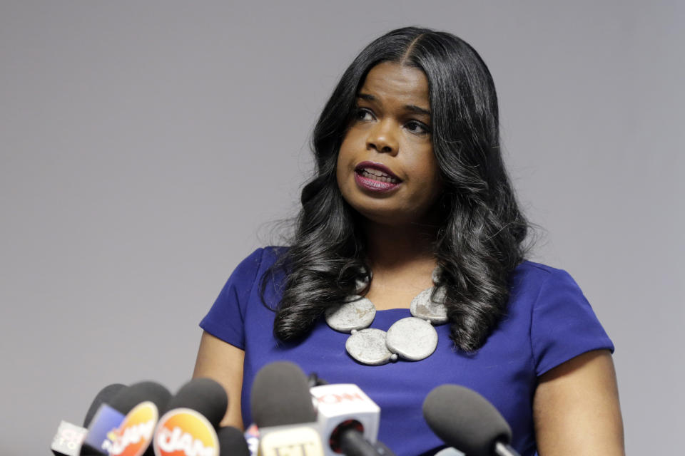 FILE - In this Feb. 22, 2019 file photo, Cook County State's Attorney Kim Foxx speaks at a news conference, in Chicago. A special prosecutor in Chicago says Foxx and her office abused their discretion in the case against actor Jussie Smollett but did nothing criminal. (AP Photo/Kiichiro Sato, File)