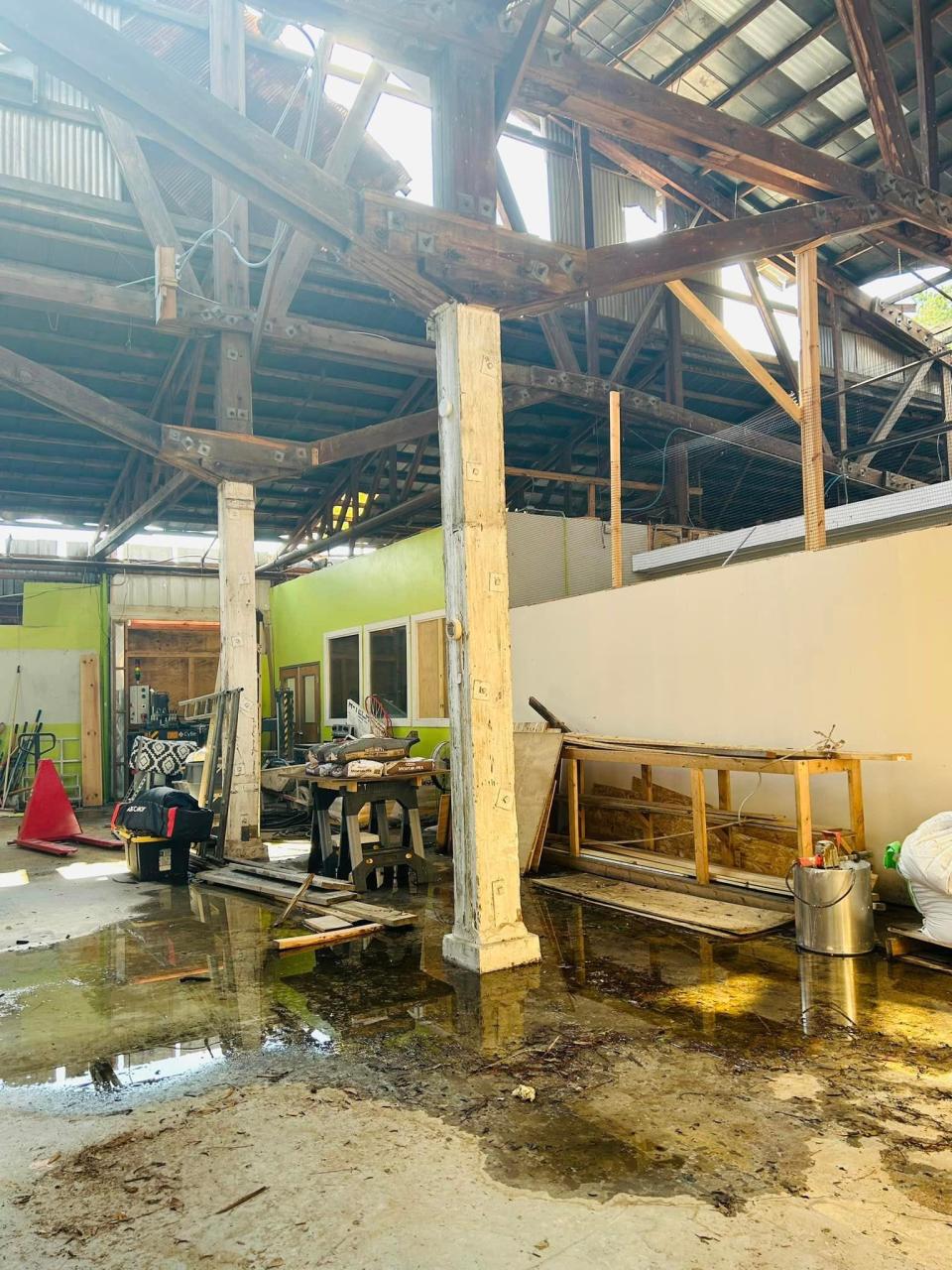 Interior shot the home base for Gulf Coast Additive Manufacturing & Design and Precision Building and Design, both businesses of Kyndra and James Light. The small business took hit when a tornado slammed into Railroad Square Art Park.